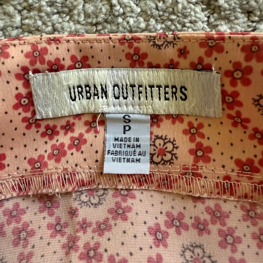 Urban Outfitters‎ Mini Slip Dress Floral Ruffle Hem Spaghetti Strap Pink Small - Picture 7 of 10